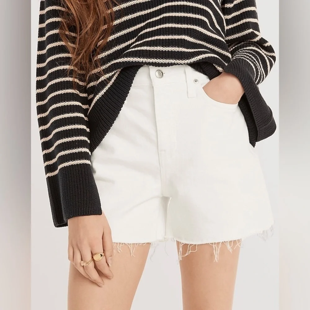 J Crew NWT High-rise denim short in white BF382